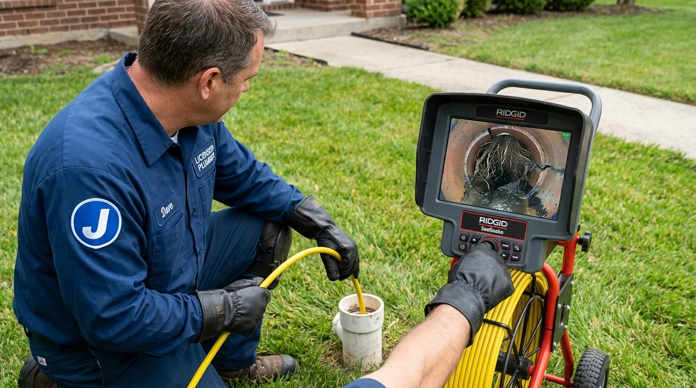 Sewer camera inspection being performed by Johns Plumbing LLC in Wright