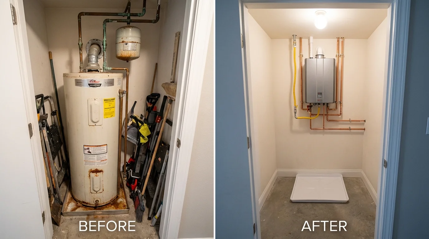 Tank water heater versus wall-mounted tankless unit comparison for Wright, WY homeowners